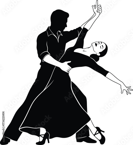 Silhouette of a Couple Dancing the Tango in a Dramatic Pose ballroom dancing dance