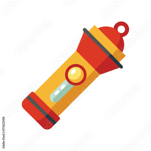 Flat design of a yellow and red flashlight torch beam