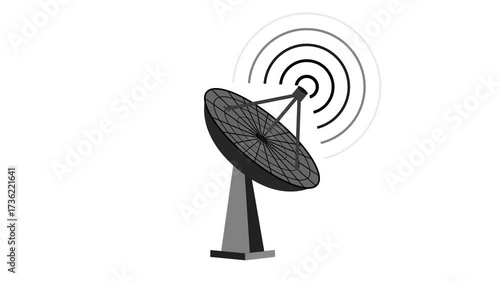 Animation of a satellite dish emitting signals wave animation