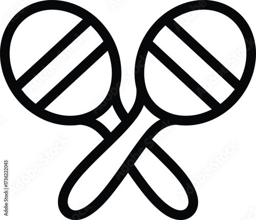 Two Black Maracas Crossed on White Background musical instrument percussion