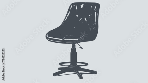 Modern dark grey ergonomic swivel chair with adjustable height and footrest, ideal for office, bar, or home use, vector illustration.