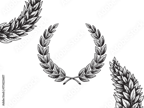 Laurel Wreath Vintage Engraved Ornamental Decorative Illustration Vector