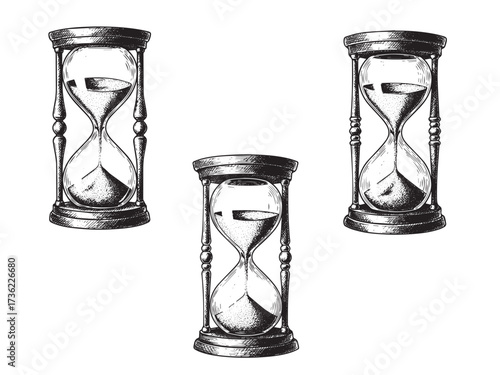 Hourglass Vintage Engraved Historical Timekeeping Illustration Isolated Vector