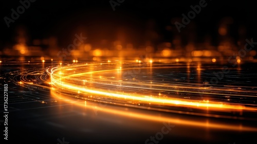 Abstract Digital Light Streams Creating a Futuristic Energy Tunnel
