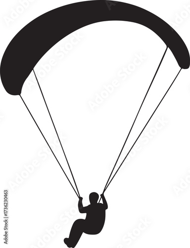 Ski parachute gliding silhouette vector