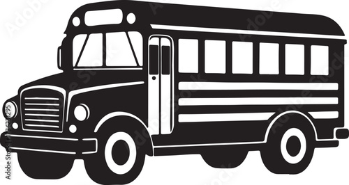 school bus silhouette, vector and illustration, black and white