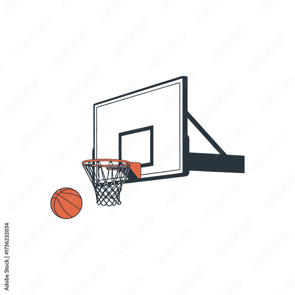 Naklejka premium basketball hoop and ball