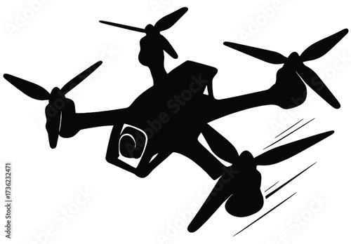 FPV Racing Drone Silhouette | Quadcopter Vector Design
