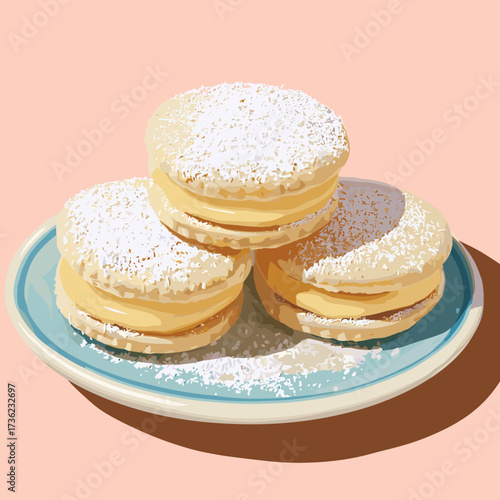 Traditional Alfajores Sandwich Cookies Vector Illustration