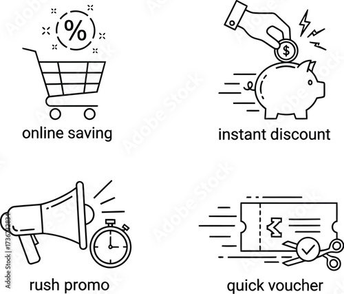 Vector art of online shopping stickers