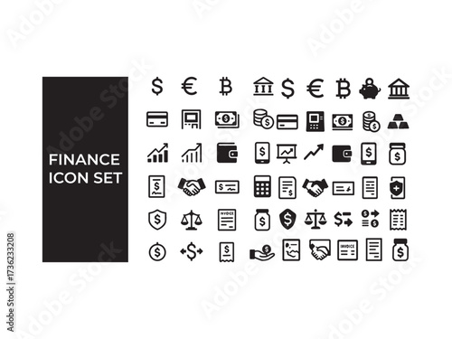 Chart graph investment finance business currency icon set
