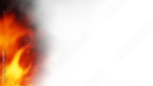 Photos Lodernde heiße Flammen vor weißem Hintergrund – intensive Feueranimation für Ene