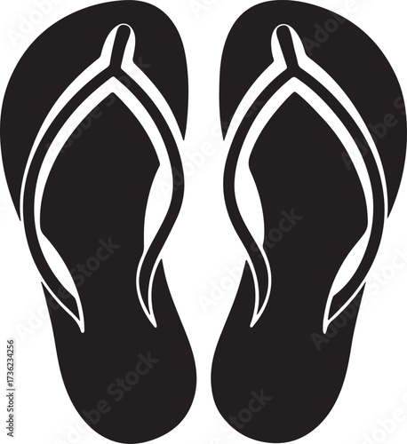 flip flops silhouette, vector and illustration, black and white