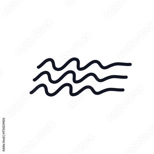 Waves doodle icon Wind logo sign Hand drawn ink sketch Abstract handwritten design Decorative scrapbooking element Fashion print for clothes greeting invitation card flyer banner poster cover book ad
