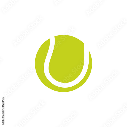 Tennis ball logo icon sign Green realistic design Sports, fitness activity concept Elements of equipment for tennis Modern design for brand online shop store market Print for badge emblem poster ad