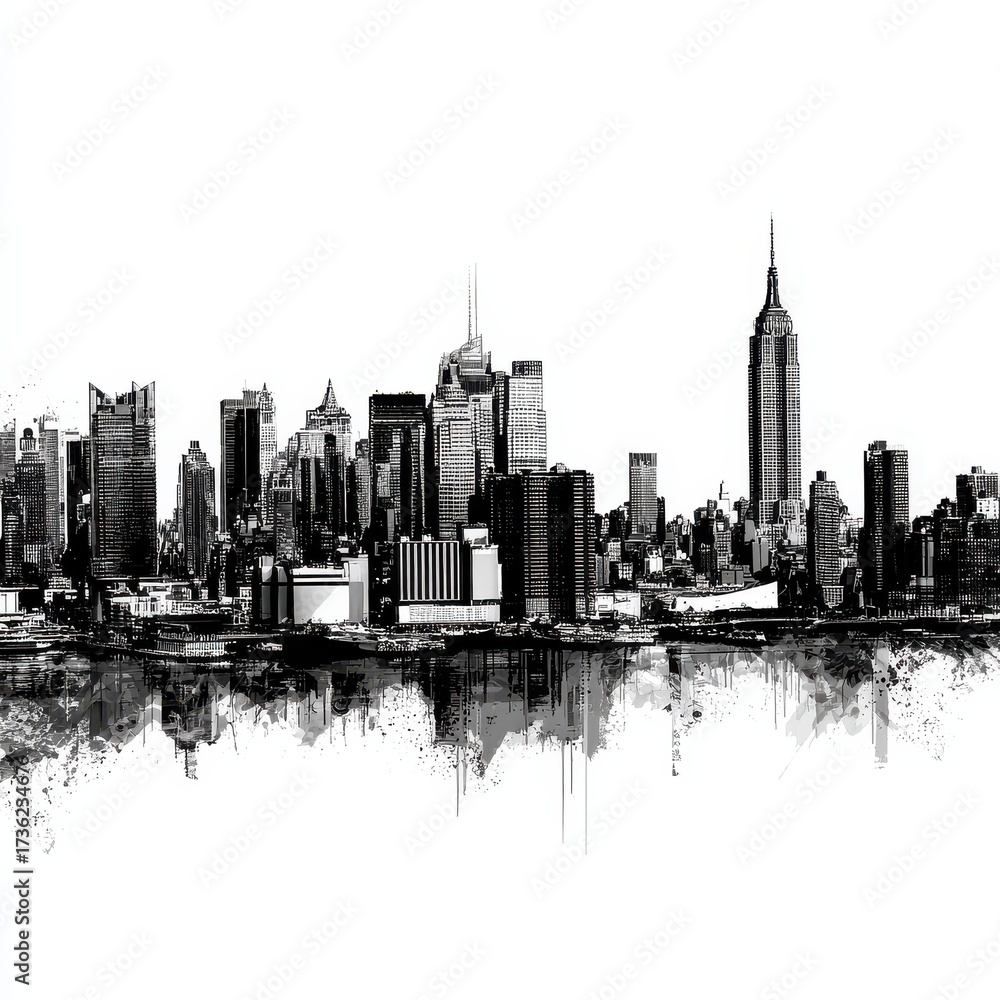 Fototapeta premium new york city skyline with transparent background png and jpeg image 