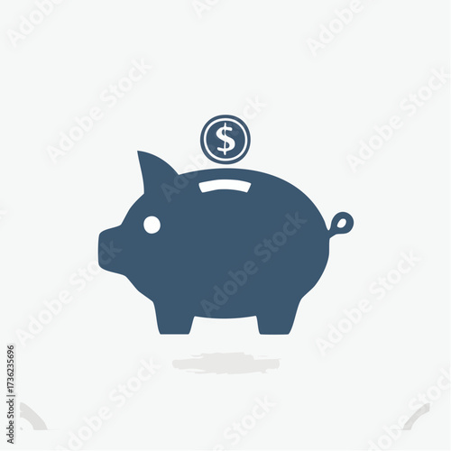 Simplified Piggy Bank Symbol with Dollar Coin Illustrates Savings and Financial Growth
