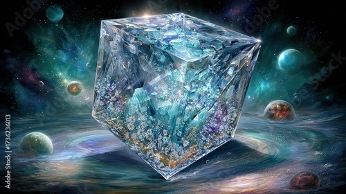 Wallpaper Mural Crystalline Cube In Cosmic Space Torontodigital.ca