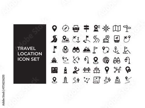 Travel location icon set pack