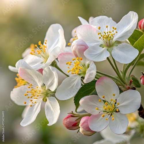 closeup of apple blooms