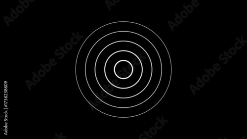 Radio wave station signal animation Isolated on Black background. Sonar Circle Loopable with green screen. Abstract neon circle radio waves looping background