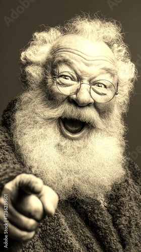 Wallpaper Mural Joyful elderly man with beard and glasses wearing a robe celebrates the holiday season with enthusiasm Torontodigital.ca