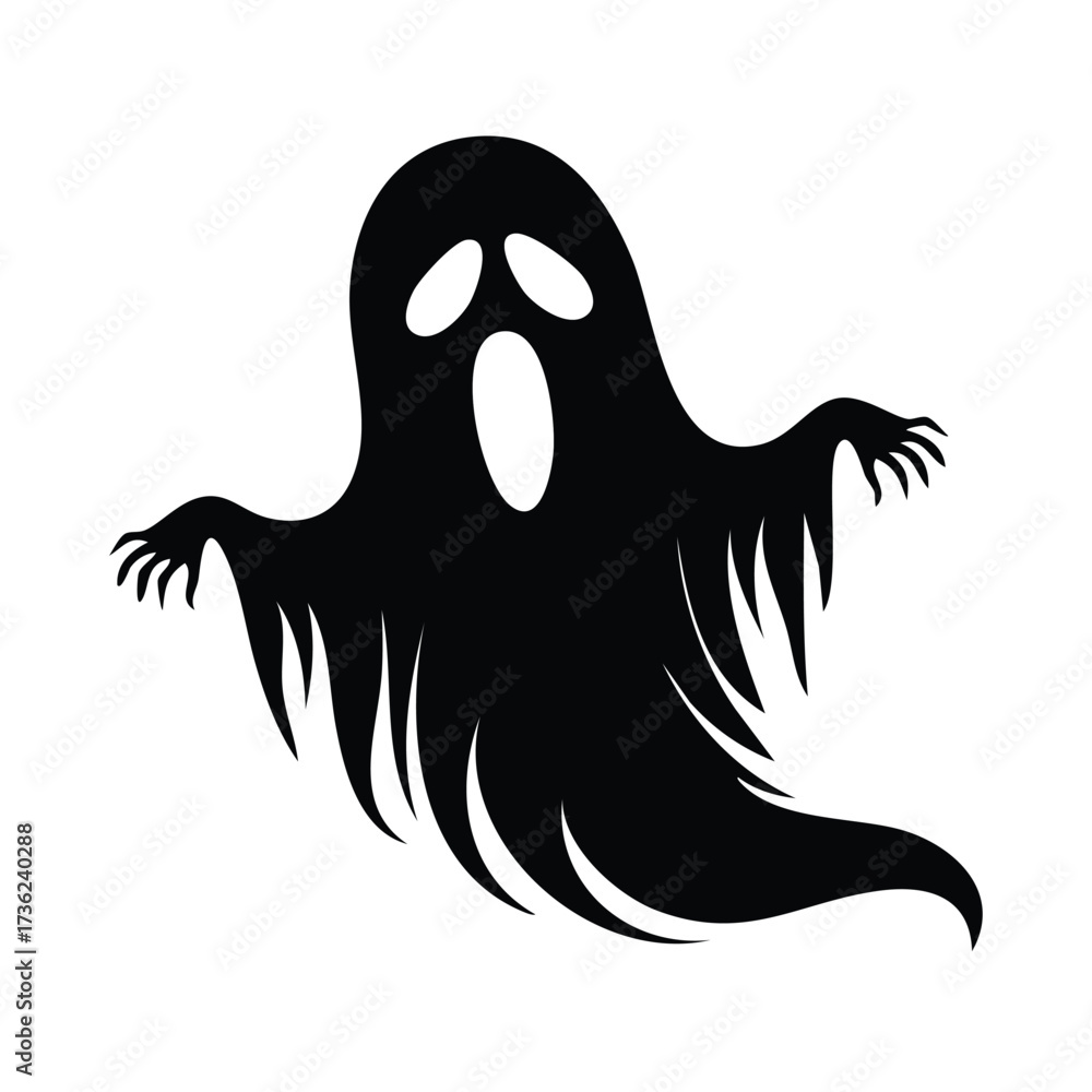 Obraz premium Black Ghost Silhouette with Open Mouth halloween spooky
