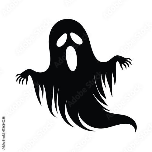 Black Ghost Silhouette with Open Mouth halloween spooky