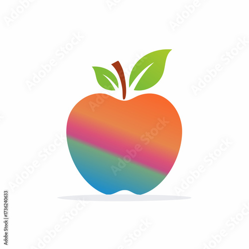 Vibrant gradient apple logo design featuring leaves, representing freshness and healthy eating