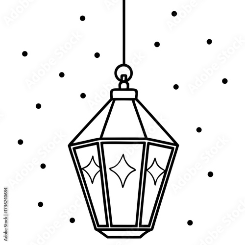 Lanterns of the Midnight Carol line art  vector 