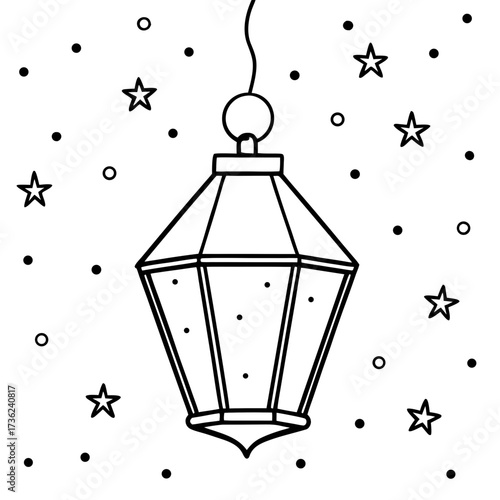 Lanterns of the Midnight Carol line art  vector 