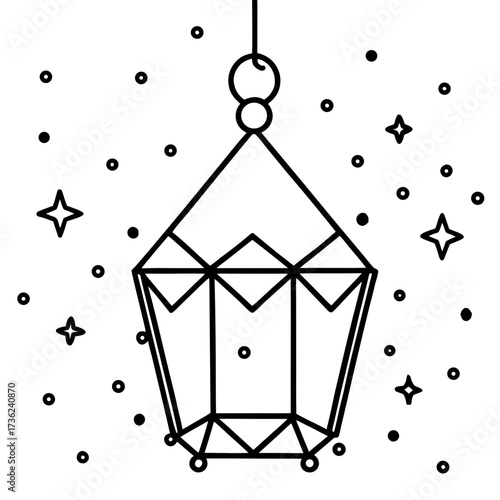 Lanterns of the Midnight Carol line art  vector 