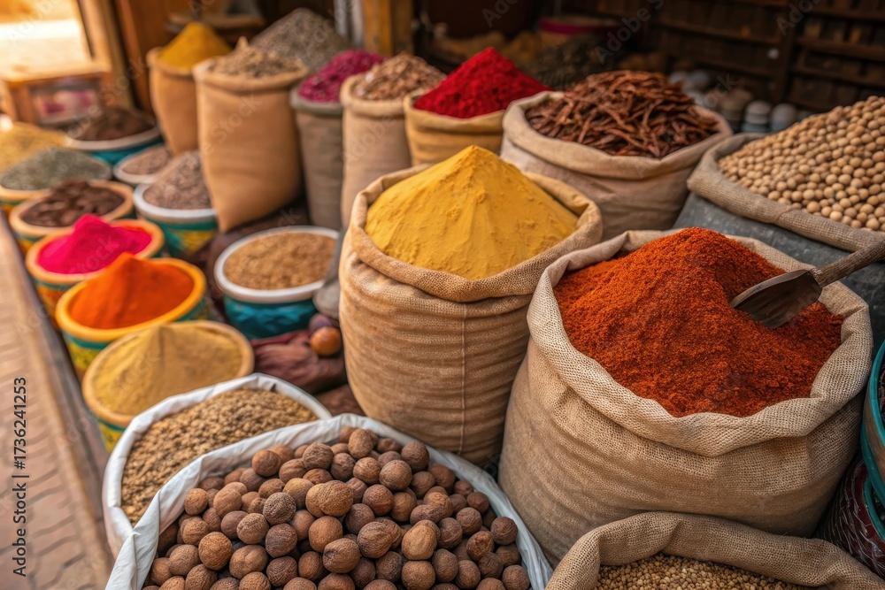 Fototapeta premium Nutmeg in a spice market