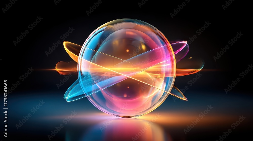 Obraz premium Abstract Sphere with Energy and Light in a Colorful Display