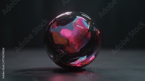 Abstract sphere with colorful internal reflections