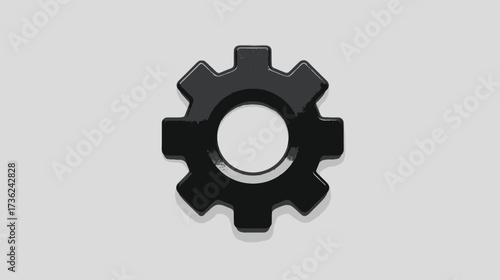 Black gear icon on a light gray background, representing settings, configuration, options, and mechanical processes