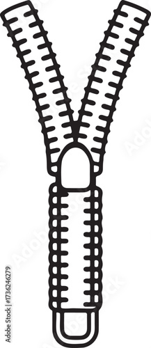 zipper line art, coloring book page line art drawing, vector and illustration
