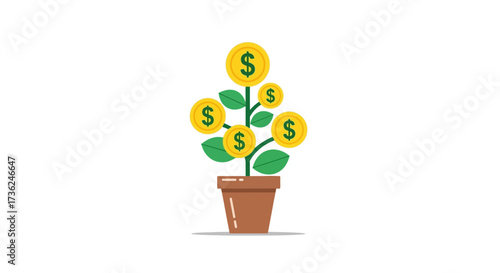 Financial Growth Icon Money Tree Representing Investment and Wealth Creation