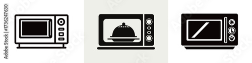 Three types of microwaves are shown, each with a unique design. These appliances illustrate various styles available for kitchens today, perfect for kitchen decor.