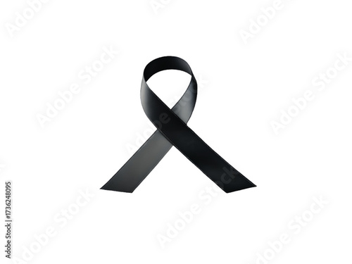 Black Awareness Ribbon Symbol for Mourning, Remembrance, and Support Causes, Isolated Vector on White Background for Memorial Design
