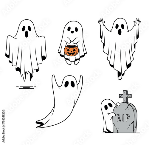 set of halloween ghosts