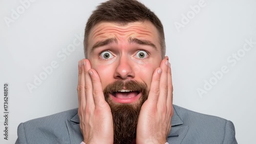 Shock Expression of Businessman with Hands on Face