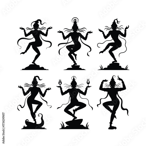 Six dancing figures silhouette