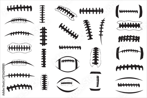American Football Laces And Stitch Icon Collection