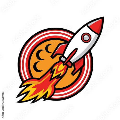 Ignite your brand with this vibrant rocket logo, perfect for startups, tech companies, or any business aiming for rapid growth and innovative solutions, conveying success and soaring aspirations