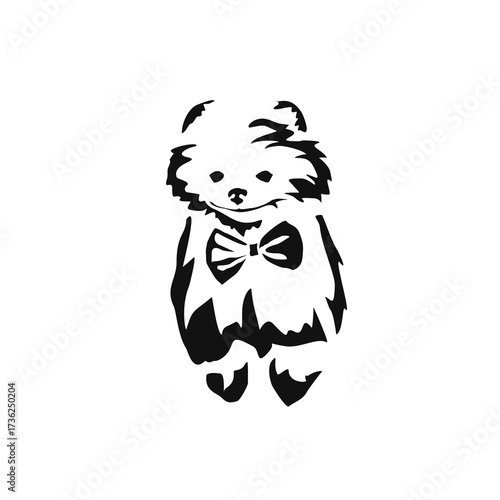 Vector drawing of a dog. Black and white gestalt design of a funny pet. Little doggy. Cute animal illustration. Postcard for International Dog Day	
