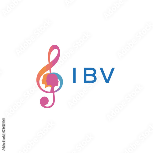 "IBV Music and Arts Logo Design, Abstract Treble Clef with Human Faces", IBV Later Logo, 
