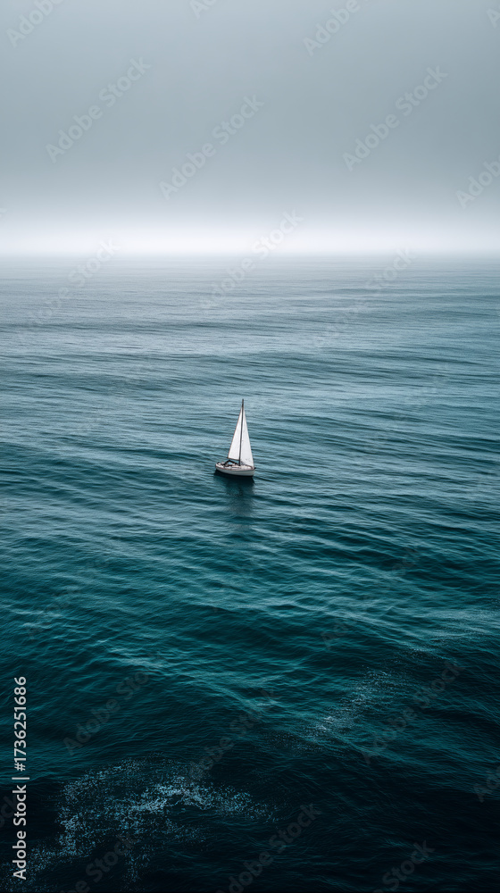 Obraz premium Sailing adventure on tranquil ocean waters serene seascape aerial view nature beauty