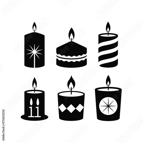 Collection of decorative candle silhouettes