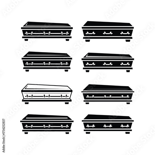 Collection of eight ornate coffin silhouettes